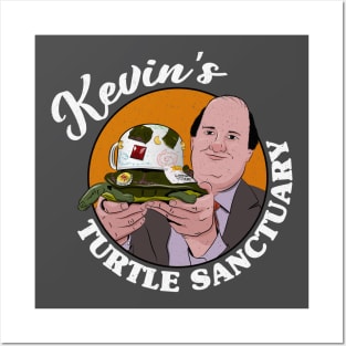 Kevin's Turtle Sanctuary (white text, distressed) Posters and Art